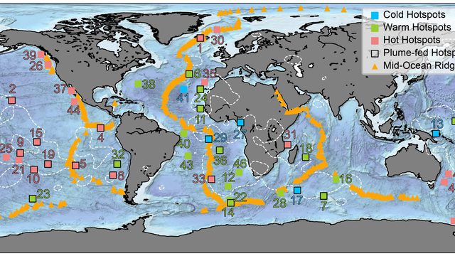 Global map of hotspot temperatures